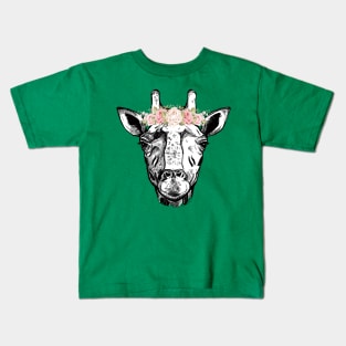 Giraffe with Bouquet Kids T-Shirt